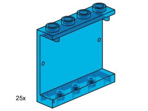 1 x 3 x 4 Wall Element Transparent Blue (Train Window)
