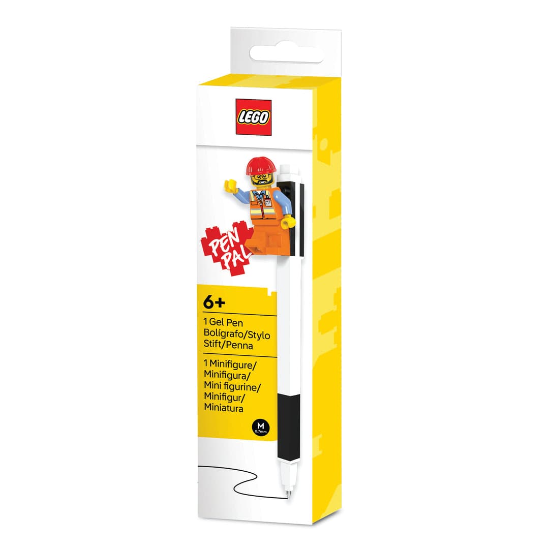 Pen Pal Gel Pen with Construction Worker Minifigure (Black) — 1