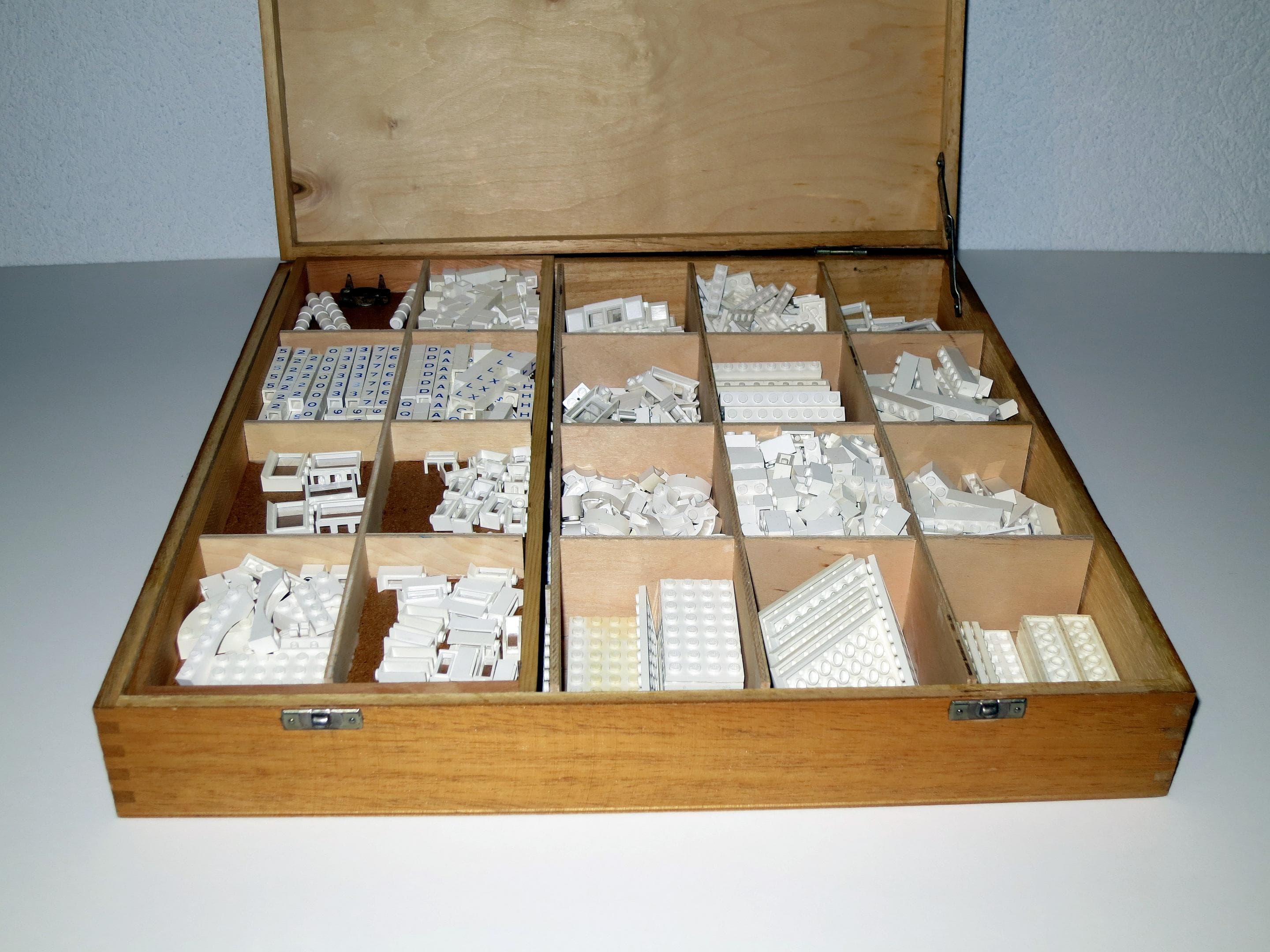 Wooden Storage Box Large (Double Latch) with Contents, with Lattice