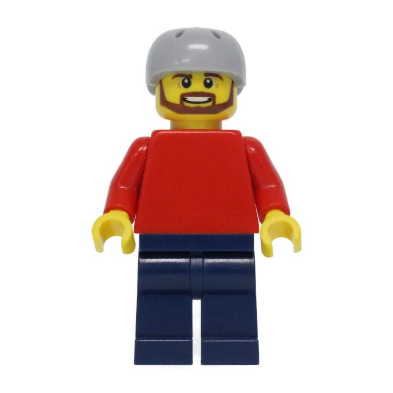 Red Torso, Dark Blue Legs, Light Bluish Gray Helmet