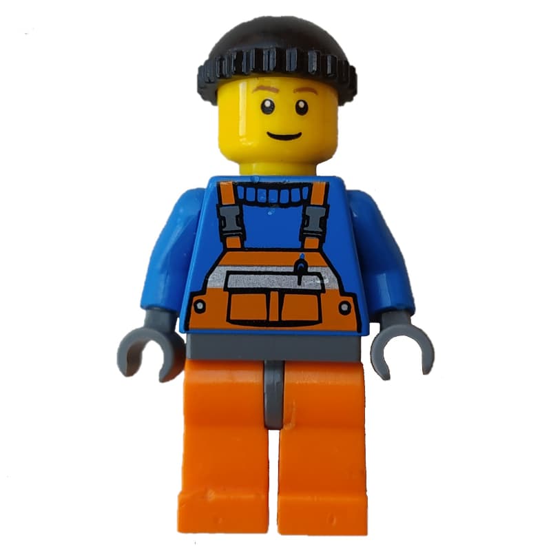 Worker - Blue Torso, Orange Overall, Black Cap