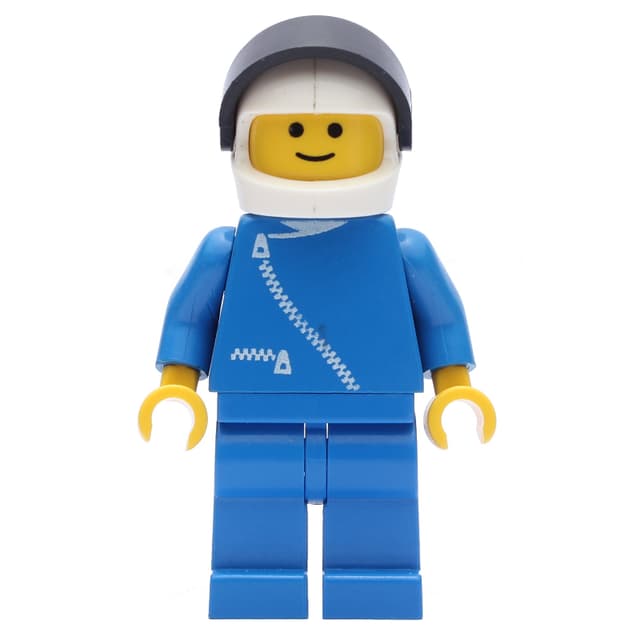 Racer, Blue Jacket with Zipper, White Helmet with Visor