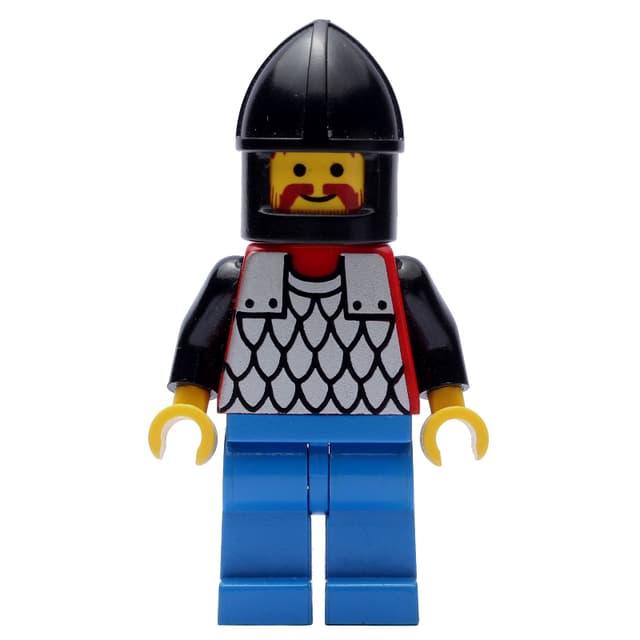 Knight (Scale Mail on Red) - Black Arms, Blue Legs, Black Chin-Guard