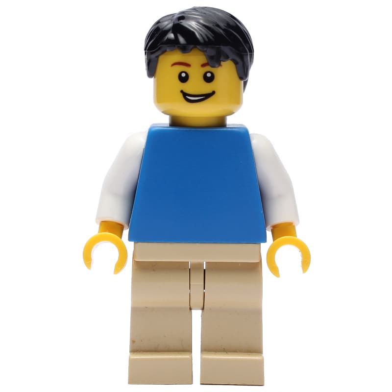 Blue Torso, Tan Legs, Black Hair