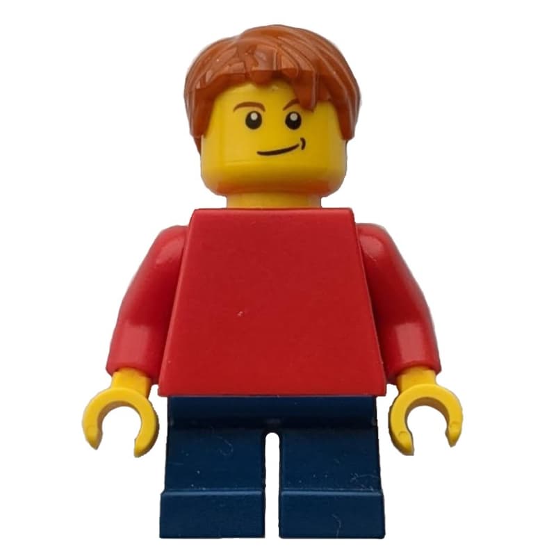 Boy, Plain Red Torso, Short Dark Blue Legs, Dark Orange Hair