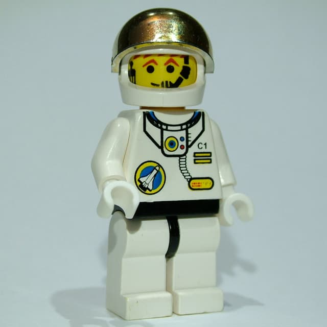 Astronaut, White, Black Hips, Helmet with Large Chrome Gold Visor, Headset