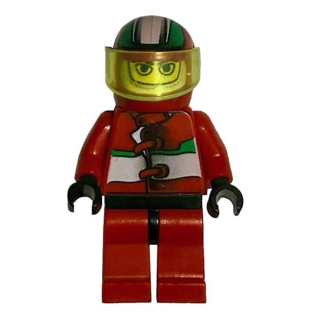 Race Driver, Red Torso, Red Legs, Black Helmet, Jungle Monster