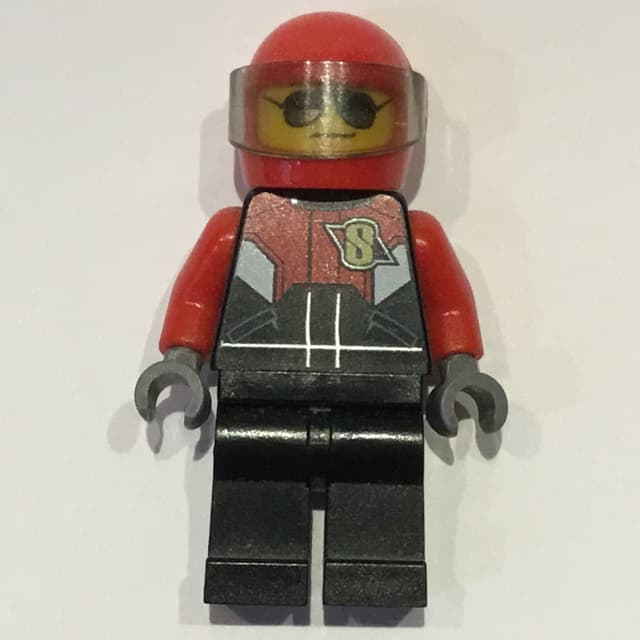 Pilot, Red, Black, and White Jumpsuit, Red Helmet with Visor, Sunglasses