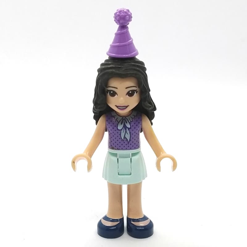 Emma - Medium Lavender Dotted Top, Light Aqua Skirt, Hat
