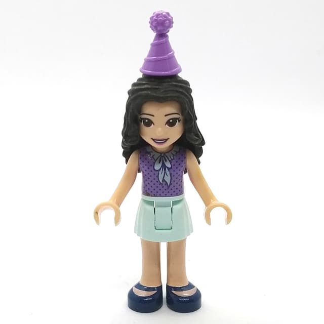 Emma - Medium Lavender Dotted Top, Light Aqua Skirt, Hat