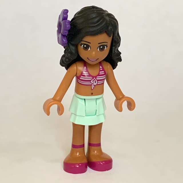 Kate - White/Magenta Bikini, Light Aqua Skirt