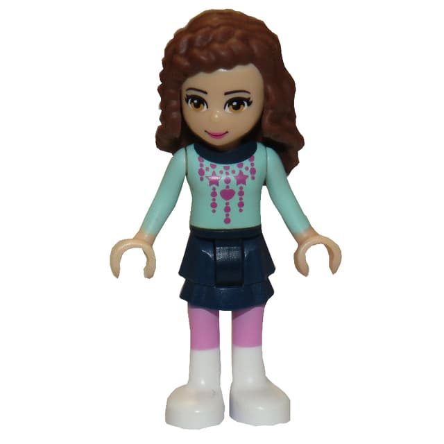 Olivia - Light Aqua Christmas Sweater, Dark Blue Skirt