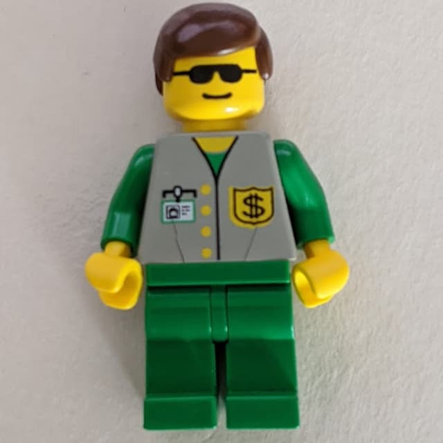 Bank Employee - Gray Vest, Green Legs, Sunglasses