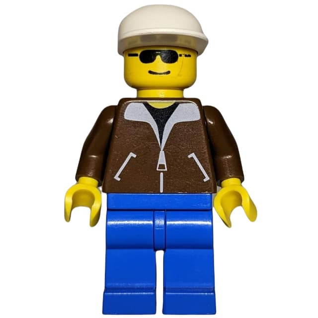 Man - Brown Jacket, Blue Legs, White Cap