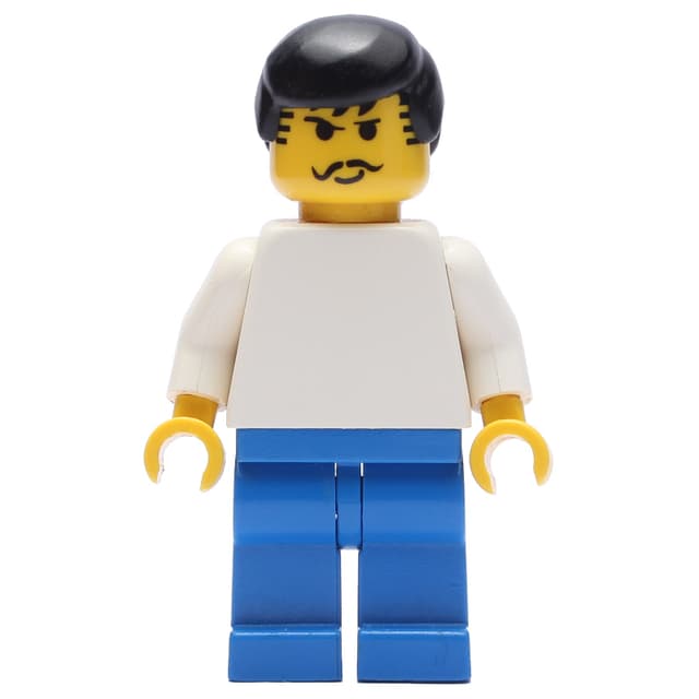 Soccer Player White Torso, Blue Legs, Black Hair, Mustache
