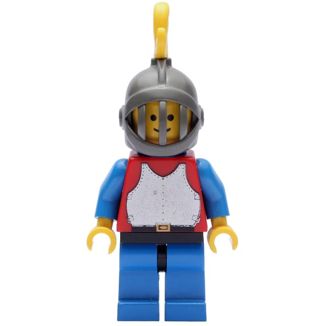 Knight (Breastplate on Red) - Blue Legs, Yellow Plume, Plastic Cape