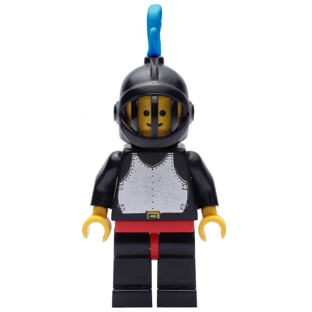 Knight (Breastplate on Black) - Black Legs, Black Helmet, Blue Plume