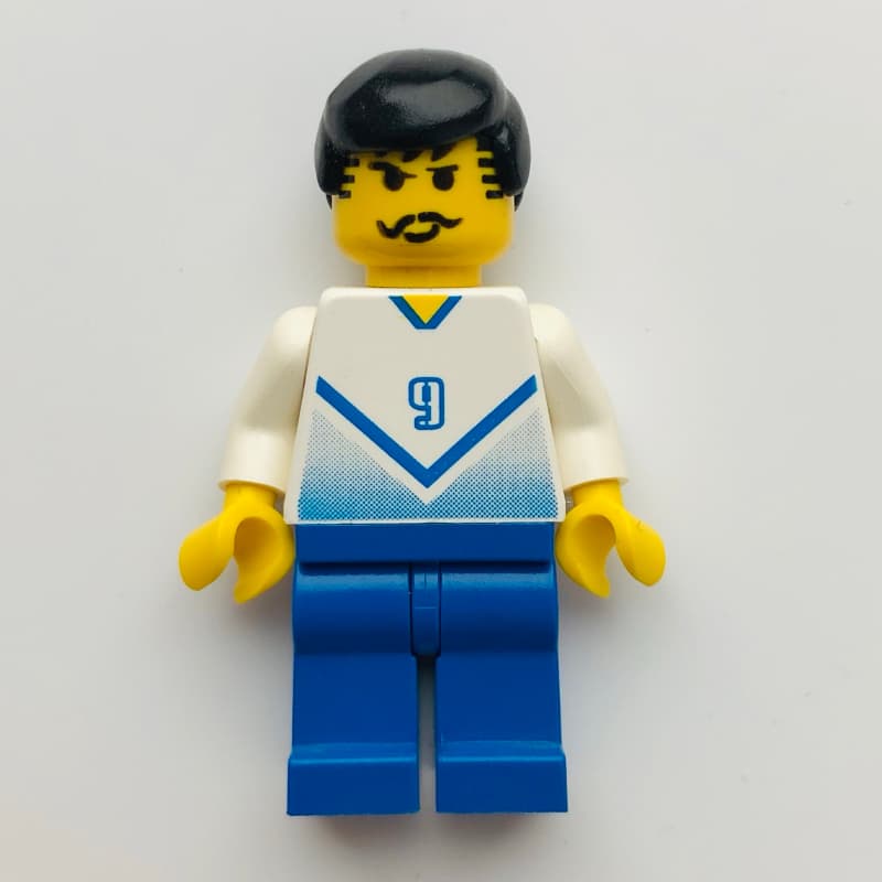 Soccer Player White Torso, Blue Legs #9