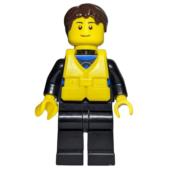 Man, Black Wetsuit, Yellow Life Vest