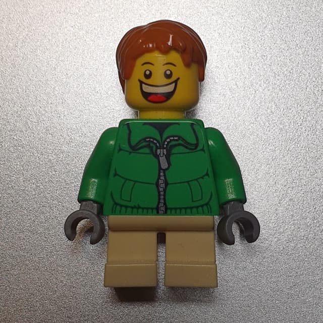 Boy, Green Jacket, Short Tan Legs, Dark Orange Hair