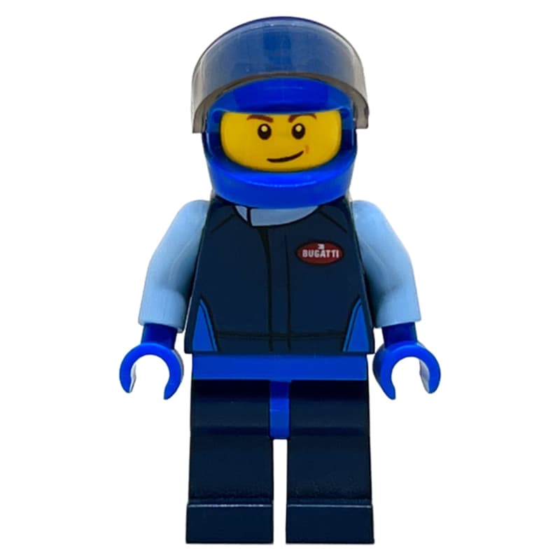 Race Driver, Dark Blue Torso, Dark Blue Legs, Blue Helmet, Bugatti