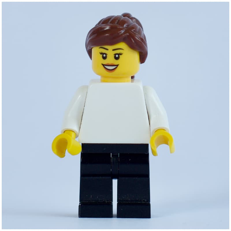 White Torso, Black Legs, Reddish Brown Hair, Female
