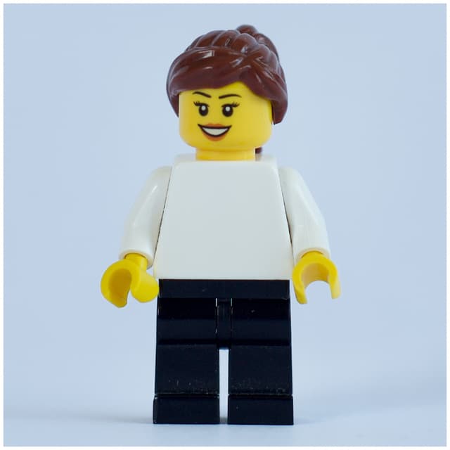 White Torso, Black Legs, Reddish Brown Hair, Female