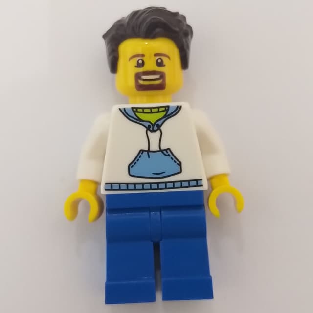 White Torso, Blue Legs, Dark Brown Hair