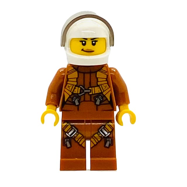 Pilot, Woman, Dark Orange Jumpsuit, White Helmet with Visor