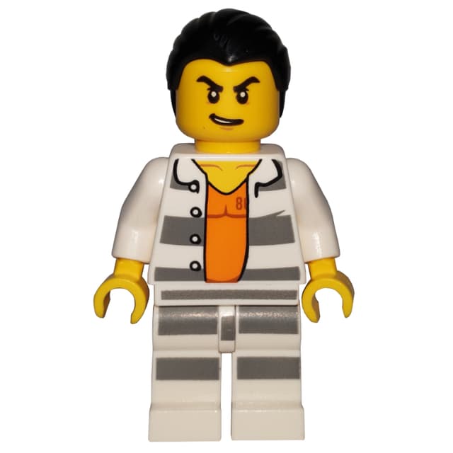 Criminal Carl Cold, Open Prison Shirt #86737 over Orange Top, Black Hair