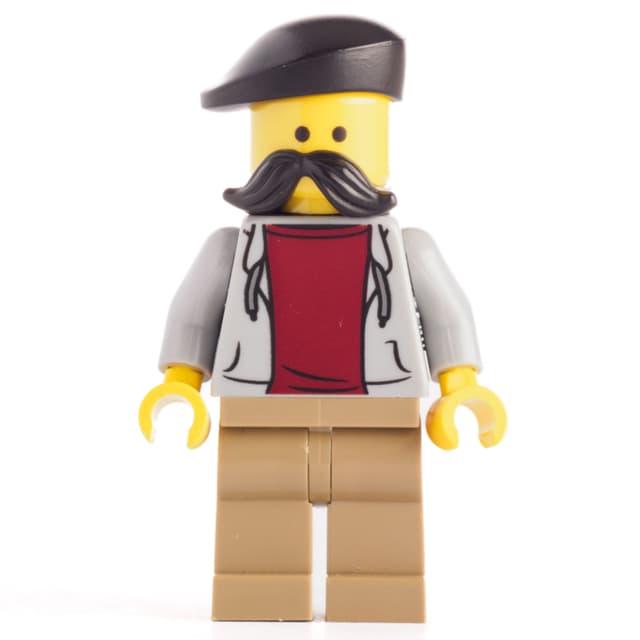 Light Bluish Grey Torso, Dark Tan Legs, Mustache, Barrett