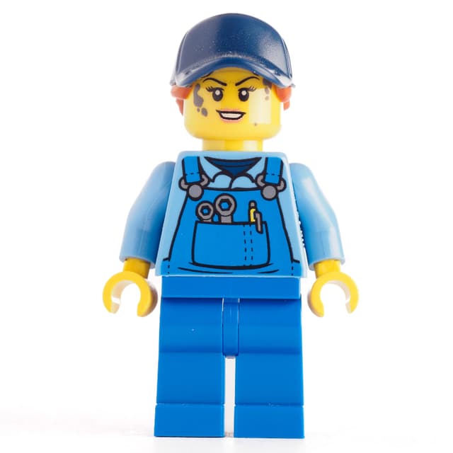 Mechanic, Medium Blue Torso, Blue Overall, Blu Cap with Hair