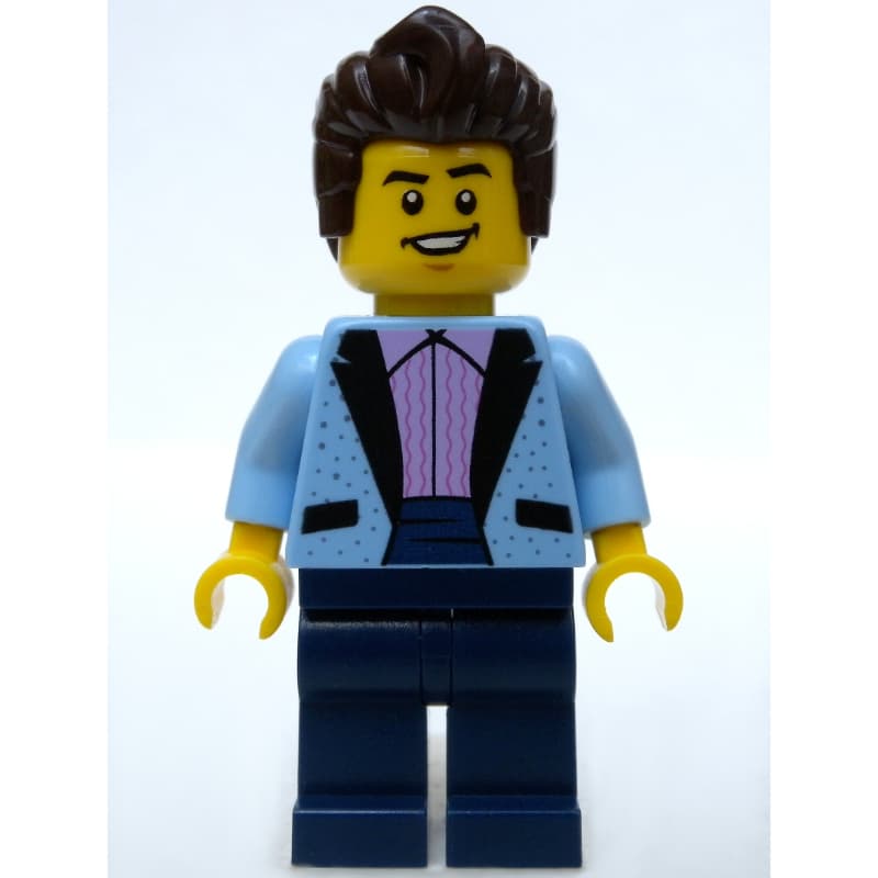 Bright Light Blue Torso, Dark Blue Legs, Dark Brown Hair