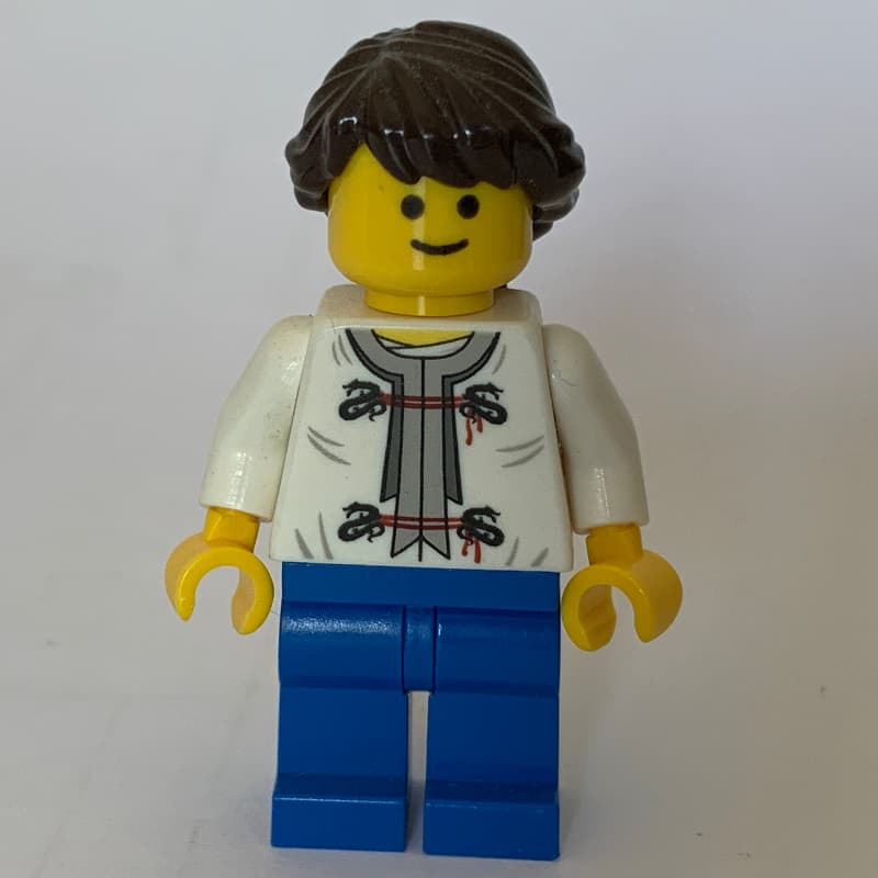 White Torso, Blue Legs, Dark Brown Hair