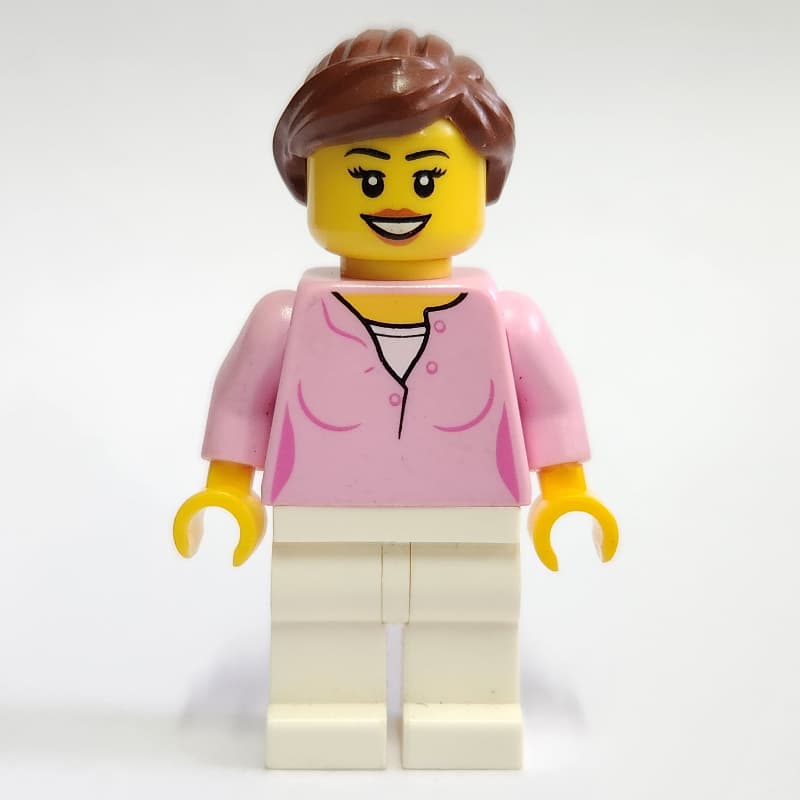 Bright Pink Torso, White Legs, Reddish Brown Hair