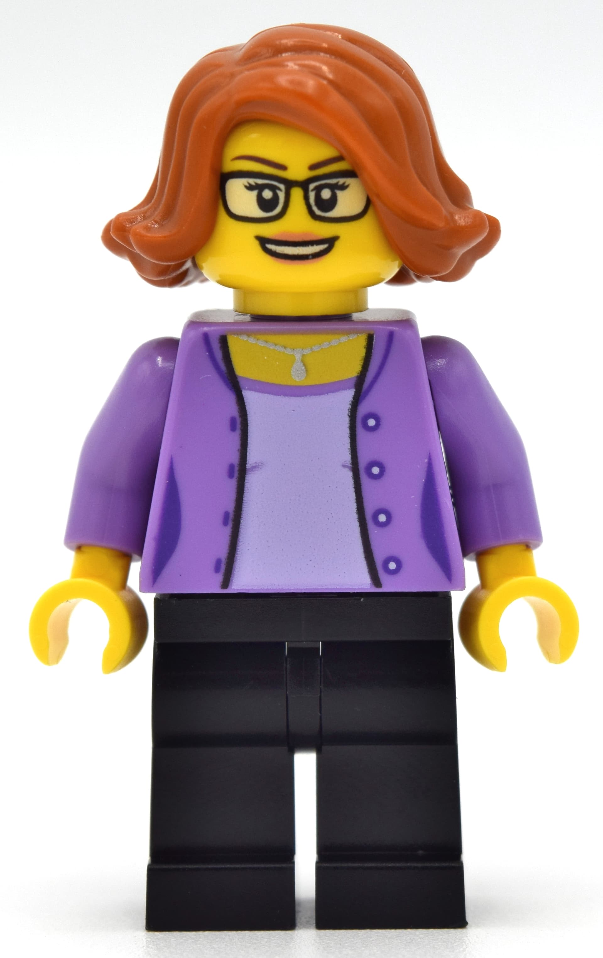 Medium Lavender Torso, Black Legs, Dark Orange Hair