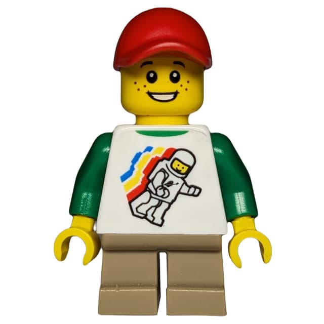 Kid, White Torso, Dark Tan Legs, Red Cap