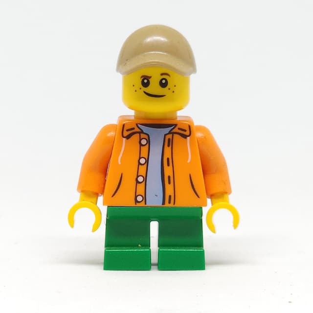 Kid, Orange Torso, Green Legs, Dark Tan Cap