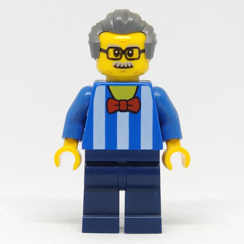 Blue Torso, Dark Blue Legs, Dark BLuish Grey Hair - Without Back Print