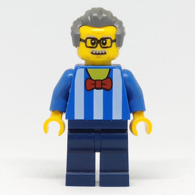 Blue Torso, Dark Blue Legs, Dark BLuish Grey Hair - Without Back Print