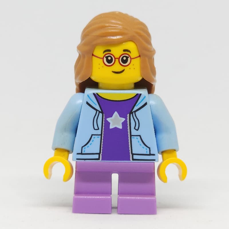 Kid, Bright Light Blue Torso, Medium Lavender Legs, Medium Nougat Hair