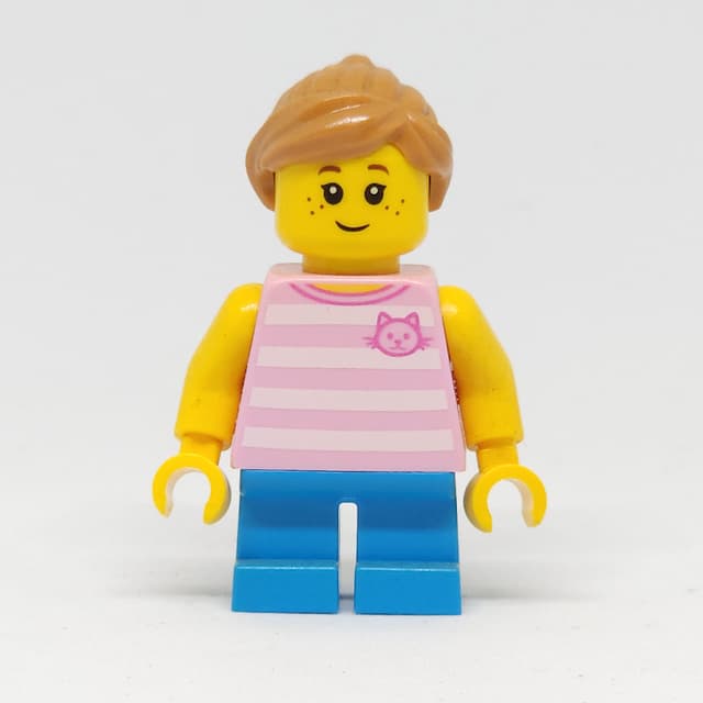 Kid, Bright Pink Torso, Blue Legs, Medium Nougat Hair