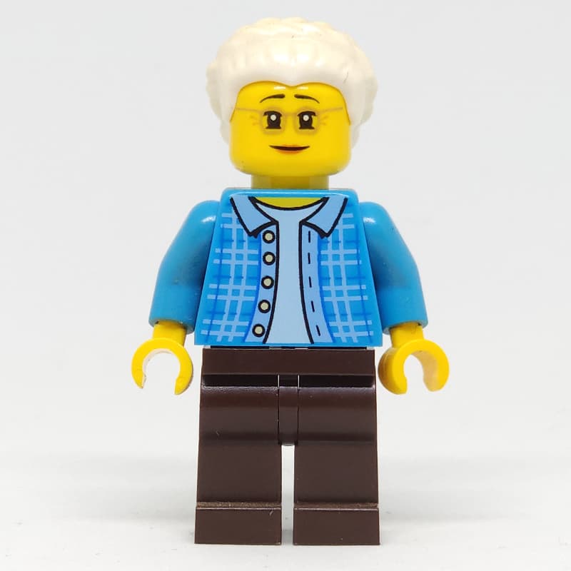 Dark Azure Torso, Dark Brown Legs, White Hair