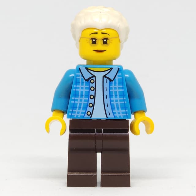 Dark Azure Torso, Dark Brown Legs, White Hair