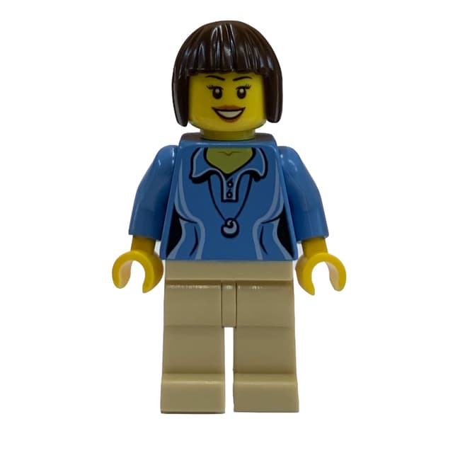 Medium Blue Torso, Tan Legs, Dark Brown Hair