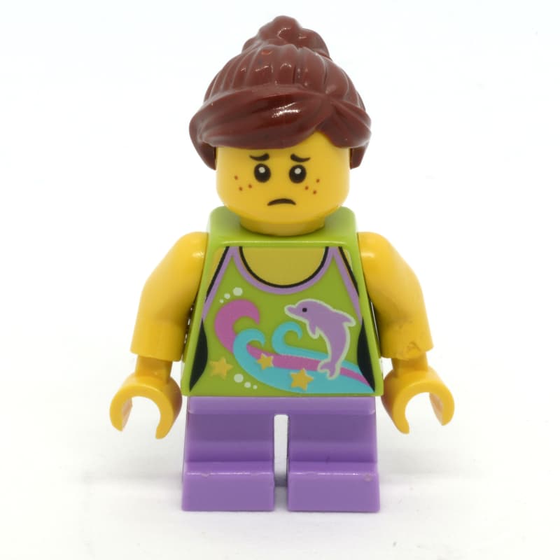 Kid - Lime Torso, Medium Lavender Legs, Reddish Brown Hair