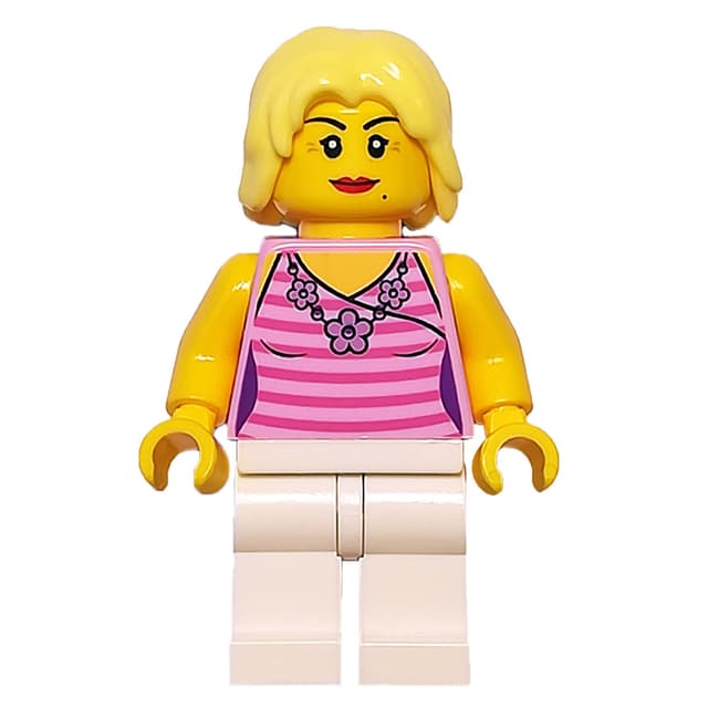 Bright Pink Torso, White Legs, Bright Light Yellow Hair