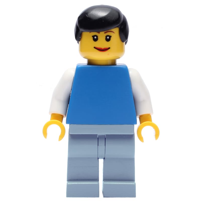Blue Torso, Sand Blue Legs, Black Hair