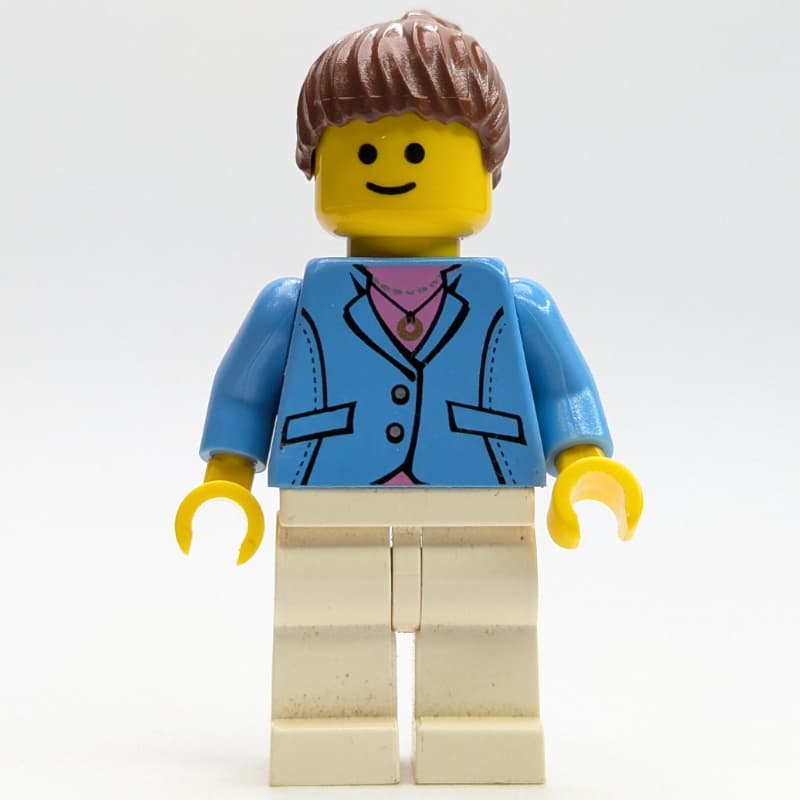 Medium Blue Torso, White Legs, Reddish Brown Hair