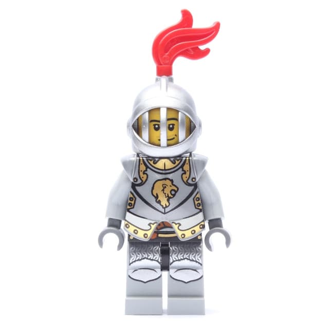 Lion Knight, Armour, Helmet with Grille and Red Plume
